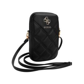 Juodas telefono krepšys "Guess PU Quilted 4G Metal Logo Wallet Phone Bag Zipper"