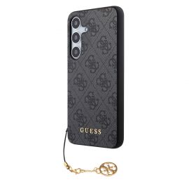 Pilkas originalus dėklas Guess 4G Charms telefonui Samsung Galaxy S24