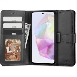 Juodas atverčiamas dėklas Samsung Galaxy A35 5G "Tech-Protect Wallet"