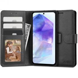 Juodas atverčiamas dėklas Samsung Galaxy A55 5G "Tech-Protect Wallet"