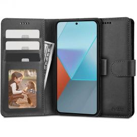 Juodas atverčiamas dėklas Xiaomi Redmi Note 13 4G / LTE "Tech-Protect Wallet"