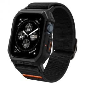 Juoda apyrankė Apple Watch 4 / 5 / 6 / 7 / 8 / 9 / SE ( 44 / 45mm) "Spigen Lite Fit"