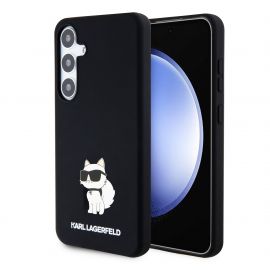 Juodas originalus Karl Lagerfeld Liquid Silicone Choupette NFT telefonui Samsung Galaxy S24 Plus