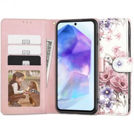 Gėlių atverčiamas dėklas Samsung Galaxy A55 5G "Tech-Protect Wallet"