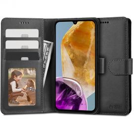 Juodas atverčiamas dėklas Samsung Galaxy M15 5G "Tech-Protect Wallet"