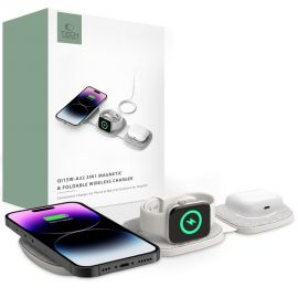 Pilkas belaidis pakrovėjas "TECH-PROTECT QI15W-A32 3IN1 MAGNETIC MAGSAFE"