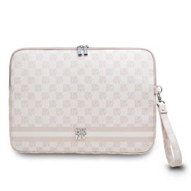 Rausvas dėklas kompiuteriui 13 / 14" "DKNY PU Leather Checkered Pattern and Stripe Laptop Sleeve"