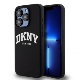 Juodas dėklas telefonui Apple Iphone 15 Pro "DKNY Liquid Silicone Arch Logo MagSafe"