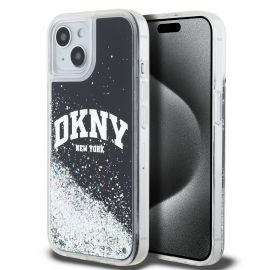 Juodas blizgantis dėklas telefonui Apple Iphone 11 "DKNY Liquid Glitter Arch Logo"