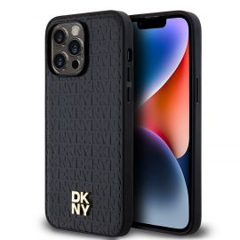 Juodas dėklas telefonui Apple Iphone 13 Pro Max "DKNY PU Leather Stack Logo Magsafe"