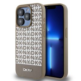 Rudas dėklas telefonui Apple Iphone 13 Pro Max "DKNY PU Leather Repeat Pattern Bottom Stripe"