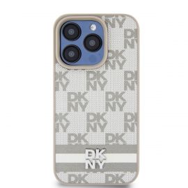 Beige dėklas telefonui Apple Iphone 13 Pro Max "DKNY PU Leather Checkered Pattern and Stripe"
