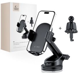 Juodas telefono laikiklis "TECH-PROTECT V7 UNIVERSAL DASHBOARD & VENT CAR MOUNT"