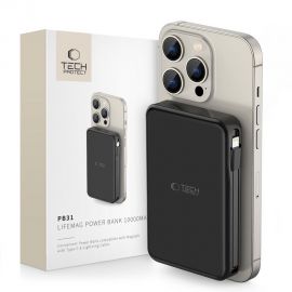 Juodas išorinė baterija "TECH-PROTECT PB31 LIFEMAG MAGSAFE POWER BANK 10000MAH"