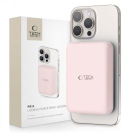Rožinė išorinė baterija "TECH-PROTECT PB11 LIFEMAG MAGSAFE POWER BANK 10000MAH"