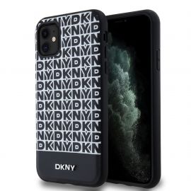 Juodas dėklas telefonui Apple Iphone 11 "DKNY PU Leather Repeat Pattern Bottom Stripe"