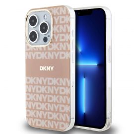 Rausvas dėklas telefonui Apple Iphone 14 Pro Max "DKNY PC/TPU Repeat Pattern Tonal Stripe Magsafe"