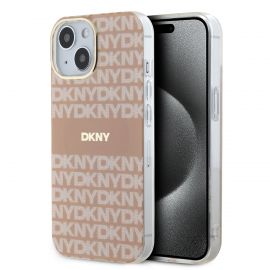 Rausvas dėklas telefonui Apple Iphone 15 "DKNY PC/TPU Repeat Pattern Tonal Stripe Magsafe"