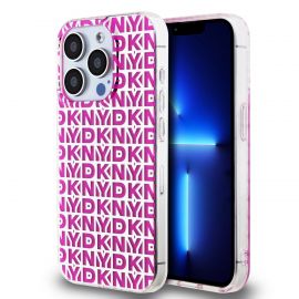 Rožinis dėklas telefonui Apple Iphone 15 Pro Max "DKNY PC/TPU Repeat Pattern"