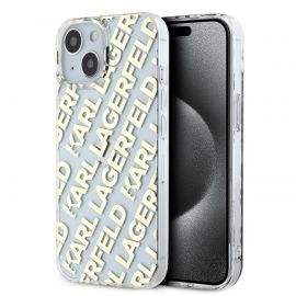 Auksinis dėklas telefonui Apple Iphone 15 "Karl Lagerfeld IML Electroplated Repeated Logo"