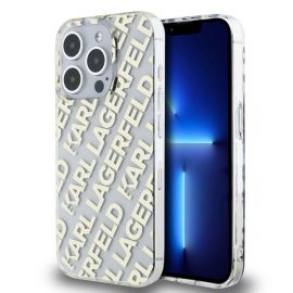 Auksinis dėklas telefonui Apple Iphone 15 Pro Max "Karl Lagerfeld IML Electroplated Repeated Logo"