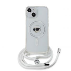 Skaidrus dėklas Karl Lagerfeld IML Crossbody Karl Head MagSafe telefonui Apple iPhone 15