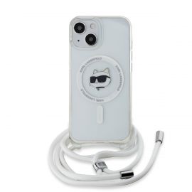 Skaidrus dėklas Karl Lagerfeld IML Crossbody Choupette Head MagSafe telefonui Apple iPhone 15