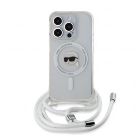Skaidrus dėklas Karl Lagerfeld IML Crossbody Karl Head MagSafe telefonui Apple iPhone 15 Pro