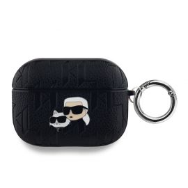 Juodas dėklas AirPods Pro "Karl Lagerfeld PU Embossed Karl and Choupette Heads"