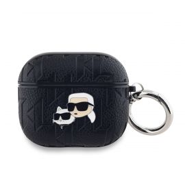 Juodas dėklas AirPods 3 "Karl Lagerfeld PU Embossed Karl and Choupette"