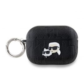Juodas dėklas AirPods Pro 2 "Karl Lagerfeld PU Embossed Karl and Choupette Heads"
