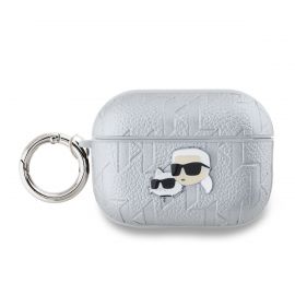 Sidabrinis dėklas AirPods Pro 2 "Karl Lagerfeld PU Embossed Choupette Head"