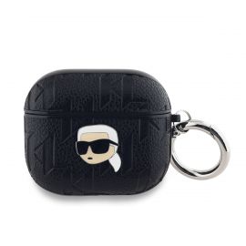 Juodas dėklas AirPods 3 "Karl Lagerfeld PU Embossed Karl Head"