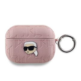 Rausvas dėklas AirPods Pro "Karl Lagerfeld PU Embossed Karl Head"
