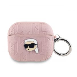 Rausvas dėklas AirPods 3 "Karl Lagerfeld PU Embossed Karl Head"