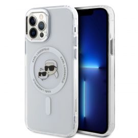 Skaidrus dėklas telefonui Apple Iphone 12 / 12 Pro "Karl Lagerfeld IML K&CH Heads Metal Frame MagSafe"