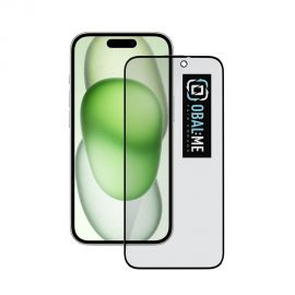 Juodas apsauginis ekrano stikliukas Apple iPhone 15 / 16 "OBAL:ME Privacy 5D Glass Screen Protector"