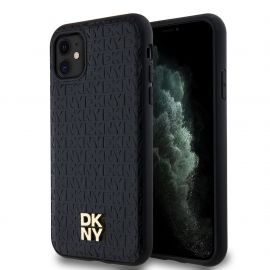 Juodas dėklas telefonui Apple Iphone 11 "DKNY PU Leather Stack Logo Magsafe"