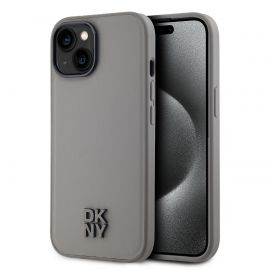Pilkas dėklas telefonui Apple Iphone 15 "DKNY PU Leather Stack Logo Magsafe"