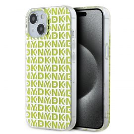 Geltonas dėklas telefonui Apple Iphone 15 "DKNY PC/TPU Repeat Pattern"