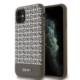 Rudas dėklas telefonui Apple Iphone 11 "DKNY PU Leather Repeat Pattern Bottom Stripe"