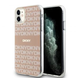 Rausvas dėklas telefonui Apple Iphone 11 "DKNY PC/TPU Repeat Pattern Tonal Stripe Magsafe"