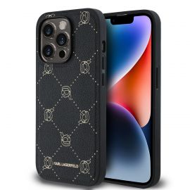 Juodas dėklas telefonui Apple Iphone 14 Pro Max "Karl Lagerfeld PU Karl Heads Pattern MagSafe"