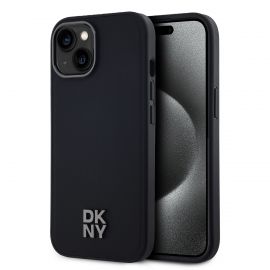Juodas dėklas telefonui Apple Iphone 15 "DKNY PU Leather Stack Magsafe"