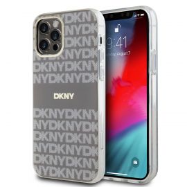 Beige dėklas telefonui Apple Iphone 12 / 12 Pro "DKNY PC/TPU Repeat Pattern Tonal Stripe Magsafe"