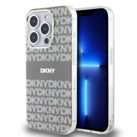 Beige dėklas telefonui Apple Iphone 13 Pro Max "DKNY PC/TPU Repeat Pattern Tonal Stripe Magsafe"