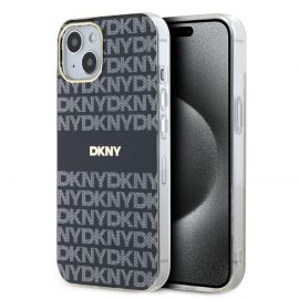 Juodas dėklas telefonui Apple Iphone 15 "DKNY PC/TPU Repeat Pattern Tonal Stripe Magsafe"