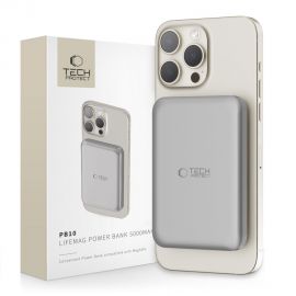 Titano spalvos išorinė baterija "TECH-PROTECT PB10 LIFEMAG MAGSAFE POWER BANK 5000MAH"