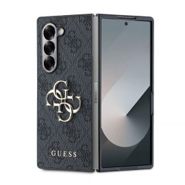Pilkas originalus dėklas Guess PU 4G Metal Logo telefonui Samsung Galaxy Z Fold 6