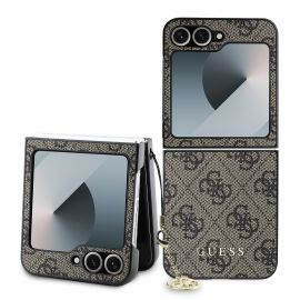 Rudas originalus dėklas Guess 4G Charms telefonui Samsung Galaxy Z Flip 6